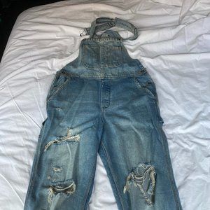 UO Medium BDG Distressed Overalls